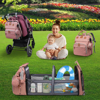 Baby Diaper Bag Backpack with Changing Station,Baby Essentials(Pink)