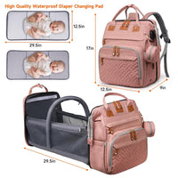 Baby Diaper Bag Backpack with Changing Station,Baby Essentials(Pink)