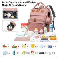 Baby Diaper Bag Backpack with Changing Station,Baby Essentials(Pink)