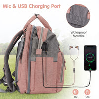 Baby Diaper Bag Backpack with Changing Station, Multifunctional Waterproof Portable Baby Bag for Travel, Pink