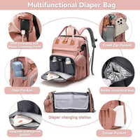Baby Diaper Bag Backpack with Changing Station,Baby Essentials(Pink)